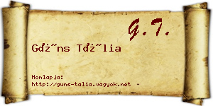 Güns Tália névjegykártya